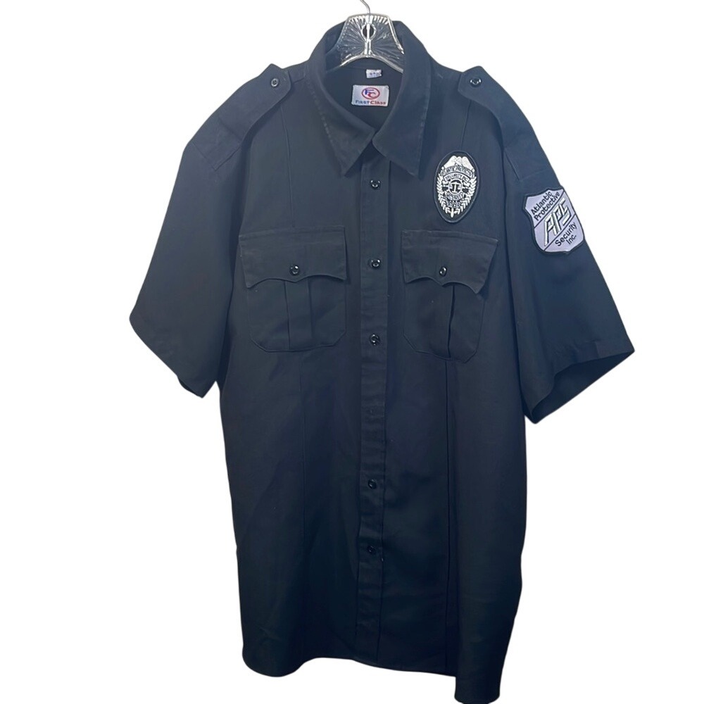 Security‎ Guard Uniform Shirt Short Sleeve Patches Black Career Apparel